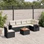 Preview: ARDEBO.de - 7-tlg. Garten-Sofagarnitur mit Kissen Schwarz Poly Rattan