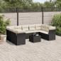 Preview: ARDEBO.de - 10-tlg. Garten-Sofagarnitur mit Kissen Schwarz Poly Rattan