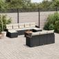 Preview: ARDEBO.de - 11-tlg. Garten-Sofagarnitur mit Kissen Schwarz Poly Rattan