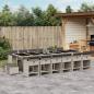 Preview: ARDEBO.de - 17-tlg. Garten-Essgruppe mit Kissen Hellgrau Poly Rattan