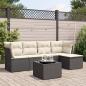 Preview: ARDEBO.de - 6-tlg. Garten-Sofagarnitur mit Kissen Schwarz Poly Rattan