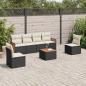 Preview: ARDEBO.de - 7-tlg. Garten-Sofagarnitur mit Kissen Schwarz Poly Rattan