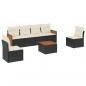 Preview: 7-tlg. Garten-Sofagarnitur mit Kissen Schwarz Poly Rattan