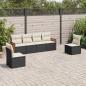 Preview: ARDEBO.de - 6-tlg. Garten-Sofagarnitur mit Kissen Schwarz Poly Rattan