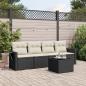 Preview: ARDEBO.de - 5-tlg. Garten-Sofagarnitur mit Kissen Schwarz Poly Rattan