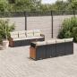 Preview: ARDEBO.de - 9-tlg. Garten-Sofagarnitur mit Kissen Schwarz Poly Rattan