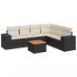 Preview: 7-tlg. Garten-Sofagarnitur mit Kissen Schwarz Poly Rattan