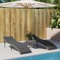 Preview: Sonnenliegen 2 Stk. mit Tisch Hellgrau Poly Rattan