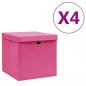 Preview: ARDEBO.de - Aufbewahrungsboxen mit Deckeln 4 Stk. 28x28x28 cm Rosa