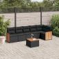 Preview: ARDEBO.de - 7-tlg. Garten-Sofagarnitur mit Kissen Schwarz Poly Rattan