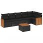 Preview: 7-tlg. Garten-Sofagarnitur mit Kissen Schwarz Poly Rattan