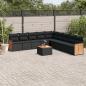 Preview: ARDEBO.de - 10-tlg. Garten-Sofagarnitur mit Kissen Schwarz Poly Rattan