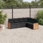 Preview: ARDEBO.de - 6-tlg. Garten-Sofagarnitur mit Kissen Schwarz Poly Rattan