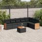 Preview: ARDEBO.de - 8-tlg. Garten-Sofagarnitur mit Kissen Schwarz Poly Rattan