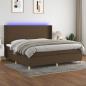 Preview: ARDEBO.de - Boxspringbett mit Matratze & LED Dunkelbraun 200x200 cm Stoff