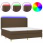 Preview: Boxspringbett mit Matratze & LED Dunkelbraun 200x200 cm Stoff