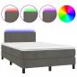 Preview: Boxspringbett mit Matratze & LED Dunkelgrau 120x200 cm Samt