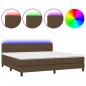 Preview: Boxspringbett mit Matratze & LED Dunkelbraun 200x200 cm Stoff