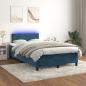 Preview: ARDEBO.de - Boxspringbett mit Matratze & LED Dunkelblau 120x200 cm Samt