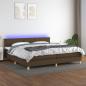 Preview: ARDEBO.de - Boxspringbett mit Matratze & LED Dunkelbraun 200x200 cm Stoff