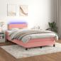 Preview: ARDEBO.de - Boxspringbett mit Matratze & LED Rosa 120x200 cm Samt