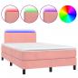 Preview: Boxspringbett mit Matratze & LED Rosa 120x200 cm Samt