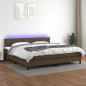 Preview: ARDEBO.de - Boxspringbett mit Matratze & LED Dunkelbraun 200x200 cm Stoff