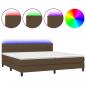 Preview: Boxspringbett mit Matratze & LED Dunkelbraun 200x200 cm Stoff