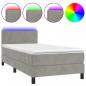 Preview: Boxspringbett mit Matratze & LED Hellgrau 100x200 cm Samt