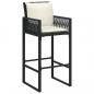 Preview: Garten-Barhocker mit Kissen 2 Stk. Schwarz Poly Rattan