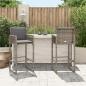 Preview: Garten-Barhocker mit Kissen 2 Stk. Grau Poly Rattan