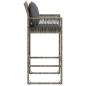 Preview: Garten-Barhocker mit Kissen 2 Stk. Grau Poly Rattan