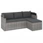 Preview: 3-Sitzer-Gartensofa mit Dach und Fußhocker Grau Poly Rattan