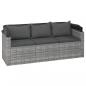 Preview: 3-Sitzer-Gartensofa mit Dach und Fußhocker Grau Poly Rattan