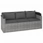 Preview: 4-tlg. Garten-Sofagarnitur mit Kissen Grau Poly Rattan