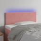 Preview: ARDEBO.de - LED Kopfteil Rosa 100x5x78/88 cm Samt