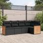 Preview: ARDEBO.de - 5-tlg. Garten-Sofagarnitur mit Kissen Schwarz Poly Rattan