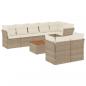 Preview: 9-tlg. Garten-Sofagarnitur mit Kissen Beige Poly Rattan