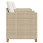 Preview: 3-tlg. Bistro-Set mit Kissen Beige Poly Rattan Akazienholz