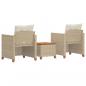 Preview: 3-tlg. Bistro-Set mit Kissen Beige Poly Rattan Akazienholz