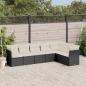 Preview: ARDEBO.de - 7-tlg. Garten-Sofagarnitur mit Kissen Schwarz Poly Rattan