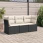 Preview: ARDEBO.de - 3-tlg. Garten-Sofagarnitur mit Kissen Schwarz Poly Rattan