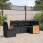 Preview: ARDEBO.de - 5-tlg. Garten-Sofagarnitur mit Kissen Schwarz Poly Rattan