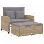 Preview: ARDEBO.de - Gartensofa mit Kissen 2-Sitzer Beige Poly Rattan