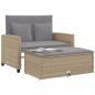 Preview: Gartensofa mit Kissen 2-Sitzer Beige Poly Rattan