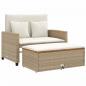 Preview: ARDEBO.de - Gartensofa mit Kissen 2-Sitzer Beige Poly Rattan & Akazienholz