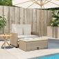 Preview: Gartensofa mit Kissen 2-Sitzer Beige Poly Rattan & Akazienholz