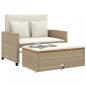 Preview: Gartensofa mit Kissen 2-Sitzer Beige Poly Rattan & Akazienholz