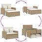 Preview: Gartensofa mit Kissen 2-Sitzer Beige Poly Rattan & Akazienholz