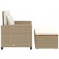 Preview: Gartensofa mit Kissen 2-Sitzer Beige Poly Rattan & Akazienholz